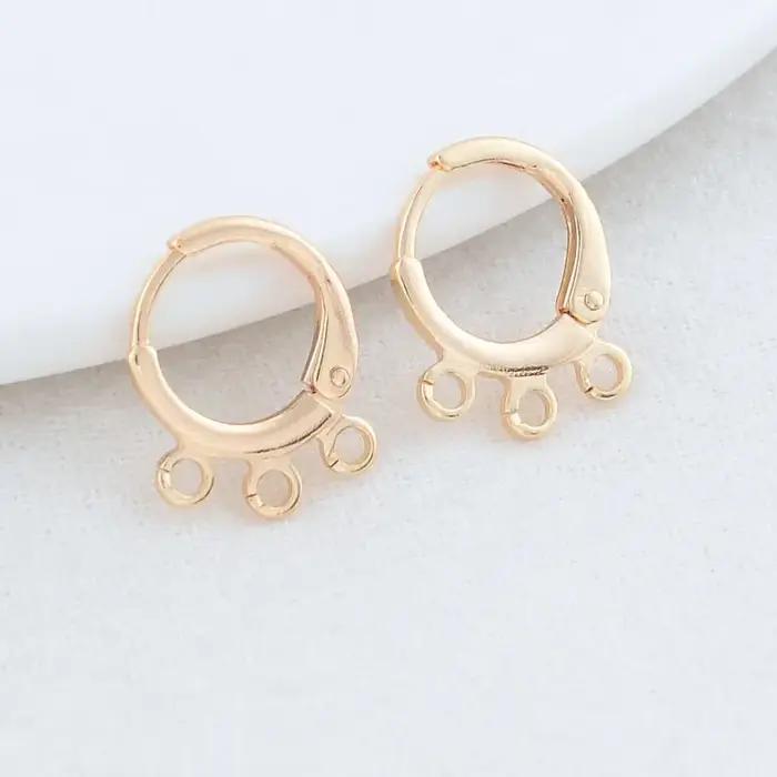 Boucles d'oreilles créoles rondes en laiton pour documents en or 14 carats, bijoux de haute qualité,