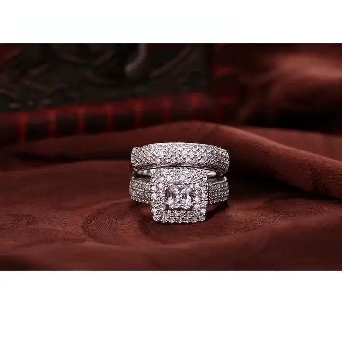 Bague de fiançailles couleur argent Sterling 925