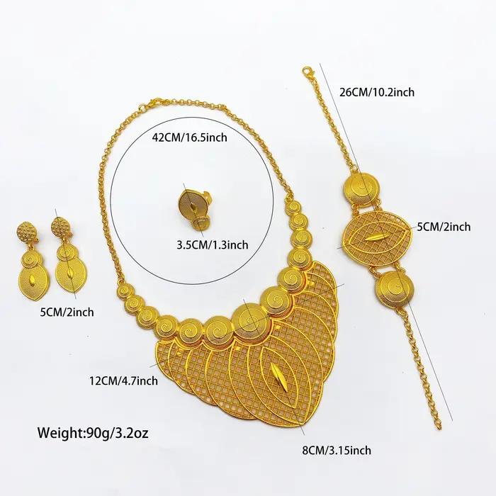Nouvel ensemble de colliers indiens couleur or 24 carats