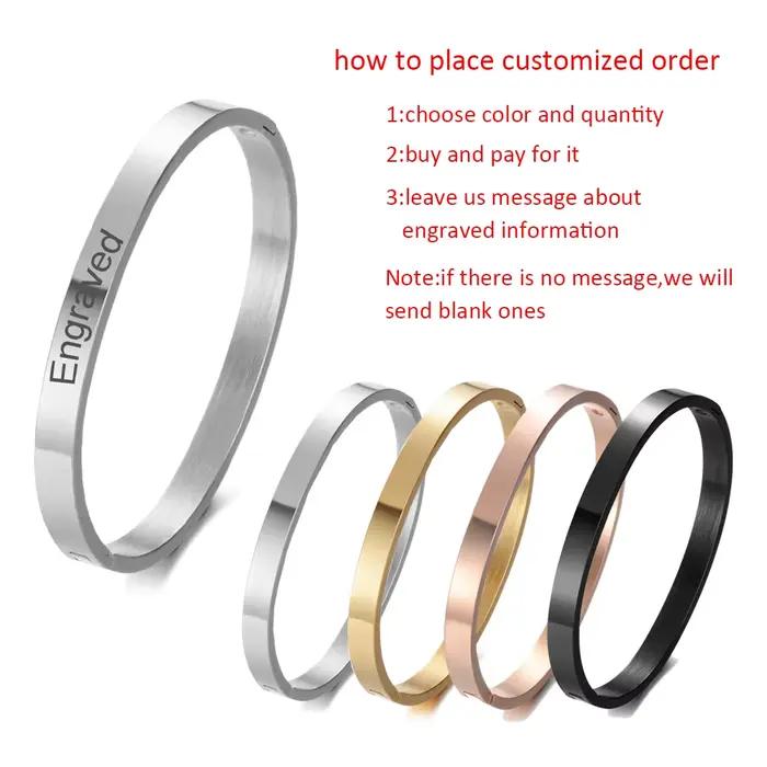 Bracelet personnalisé pour femmes largeur féminine 5mm nom gravé