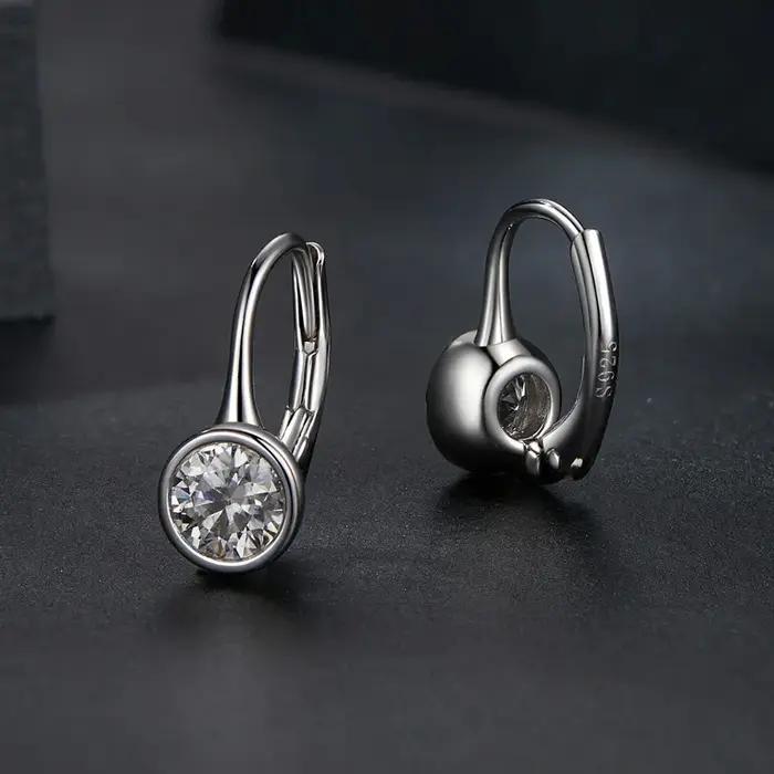Bamoer U 0.5CT Moissanite boucles d'oreilles minimaliste lunette cerceau
