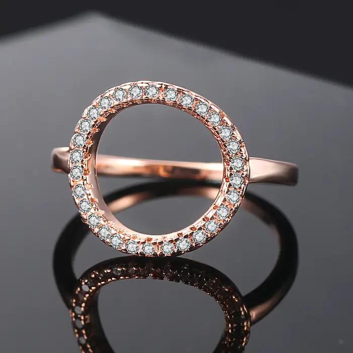 Bagues Double Fair en zircone cubique avec finition or rose et blanc pour femmes, alliances de mariage, cadeaux pour occasions spéciales