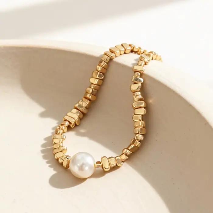 Liora – colliers élégants avec pendentif en Imitation de perles pour femmes, chaîne de perles irrégulières en acier inoxydable, ras du cou, bijoux de fête à la mode