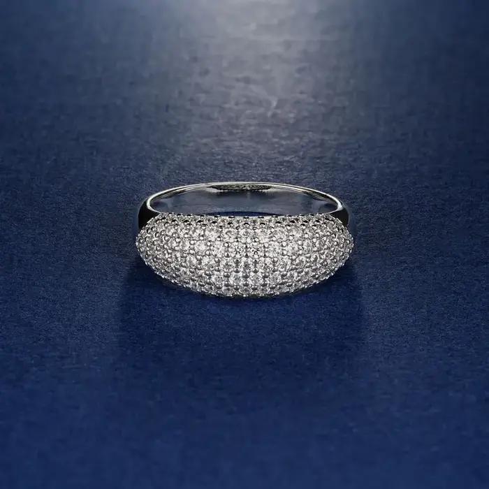 Rrjzz – bague d'éternité Vintage plaquée or 14 carats, coupe ronde, imitation diamant pavé, pour femmes et hommes, bijoux de fête quotidiens, cadeaux