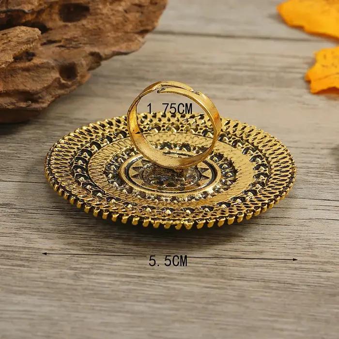 Grand anneau rond ethnique Antique en or pour femmes