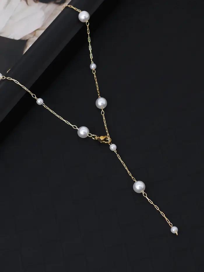 Collier Lariat élégant en forme de Y avec perles