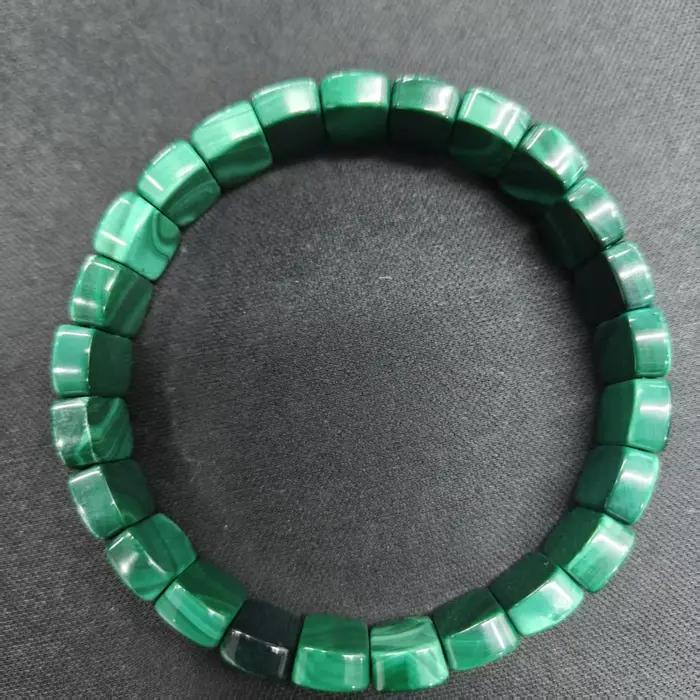 Bracelet en malachite naturelle, symbole de protection et croissance, perles rectangulaires, poids généreux, occasion spéciale pour femmes