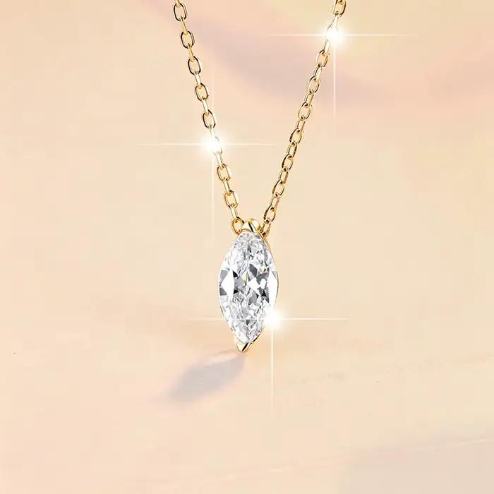 Collier en Moissanite taille Marquise brillante Lnngy