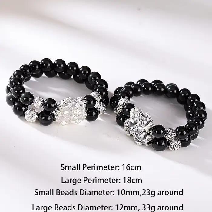 Heren – Bracelets en pierre d'obsidienne noire