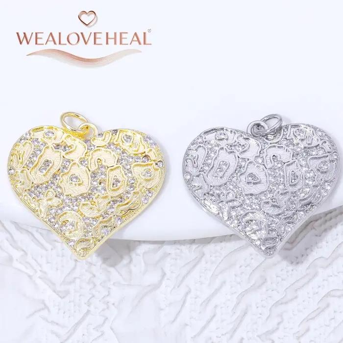 Charme en Laiton Plaqué Or 18K avec Zircon Pavé Léopard Abstrait, Bijou Mode pour Créations Uniques Occasions Spéciales