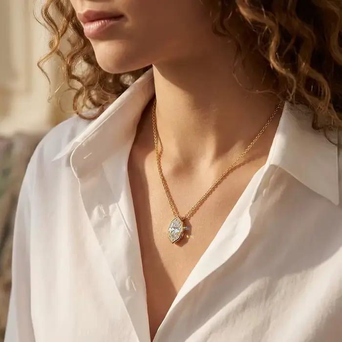 BXINY – ensemble de bijoux en moissanite pleine taille marquise