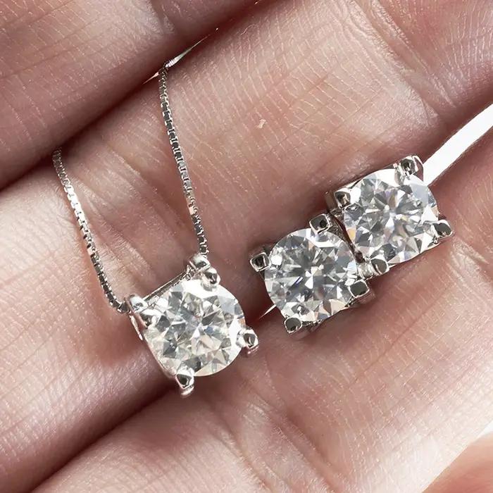 3ct D Clolor réel Moissanite ensembles de bijoux femmes en argent Sterling 925 boucles d'oreilles collier