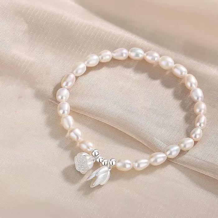 Bracelet de perles naturelles avec motif plante lotus élégant pour femmes occasions spéciales style classique vintage punk ethnic bohême