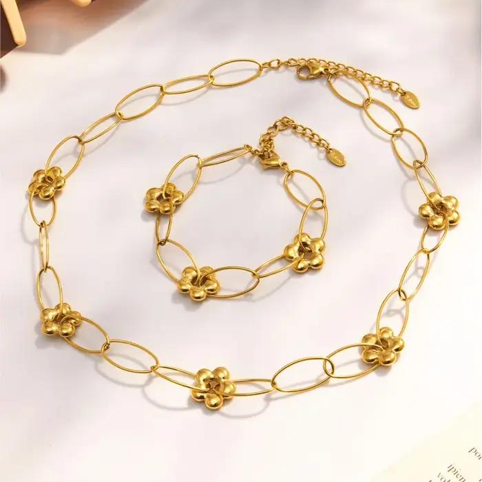 Bracelet-collier en acier inoxydable plaqué or 18 carats pour femmes résistants aux intempéries et durables pour toutes les occasions