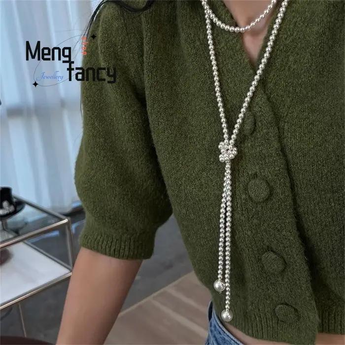 Collier de perles d'eau douce certifié style classique avec motif géométrique pour femmes élégance moderne polyvalent pour occasions spéciales