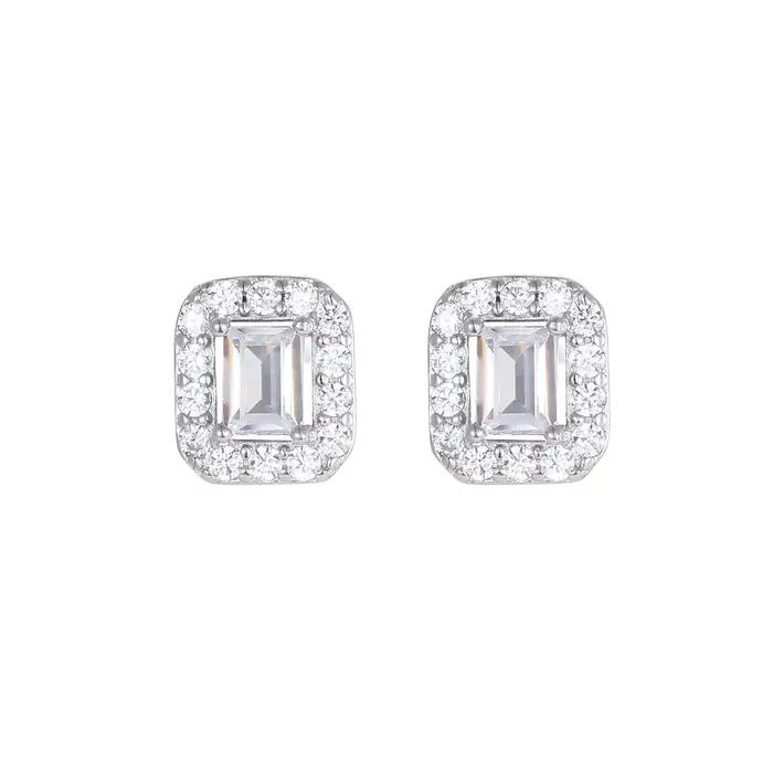 Boucles d'oreilles clous carrées en argent 925 plaqué or 18 carats avec zircon cubique