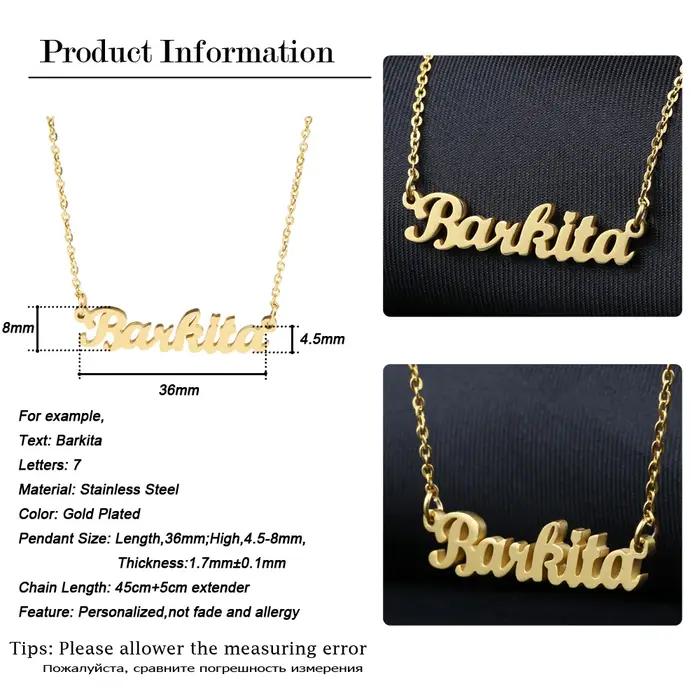 Collier personnalisé en acier inoxydable doré avec plaque nom pour femmes occasions spéciales