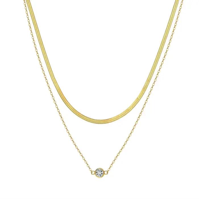Collier ras du cou superposé élégant en argent sterling 925 Rinntin pour femme, chaîne de cou sexy p