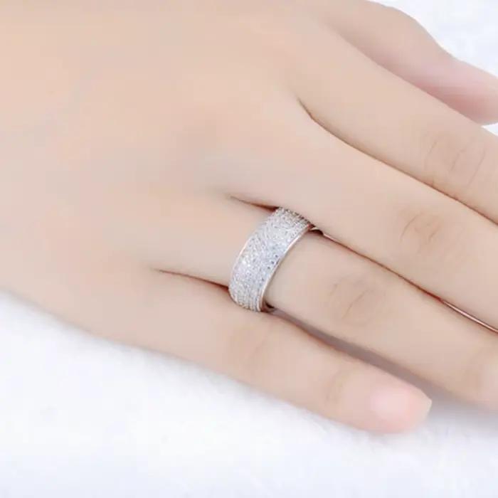 Bague en argent sterling 925 plaqué or 18 carats avec diamant, bague circulaire élégante et décorative, éblouissante