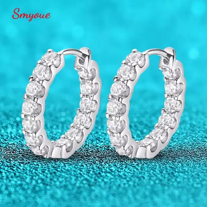 Boucles d'oreilles créoles en argent sterling 925 serties de moissonite vvs1 pour femmes occasions spéciales mariage anniversaire cadeaux