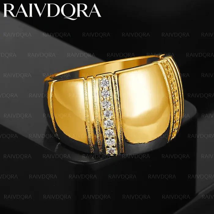 Bague circulaire en zircon plaqué or 18 carats pour femmes et hommes