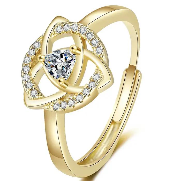 YILUOCD Triquetra trinité noeud cubique zircone bague infini éternité celtique