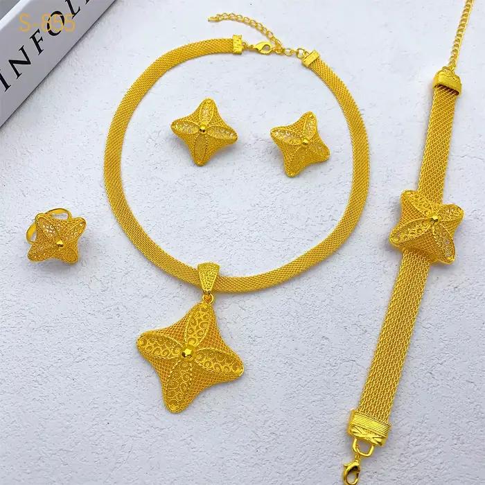 Ensemble de bijoux de luxe or 24 carats Bohème pour femmes et filles occasions spéciales mariage anniversaire