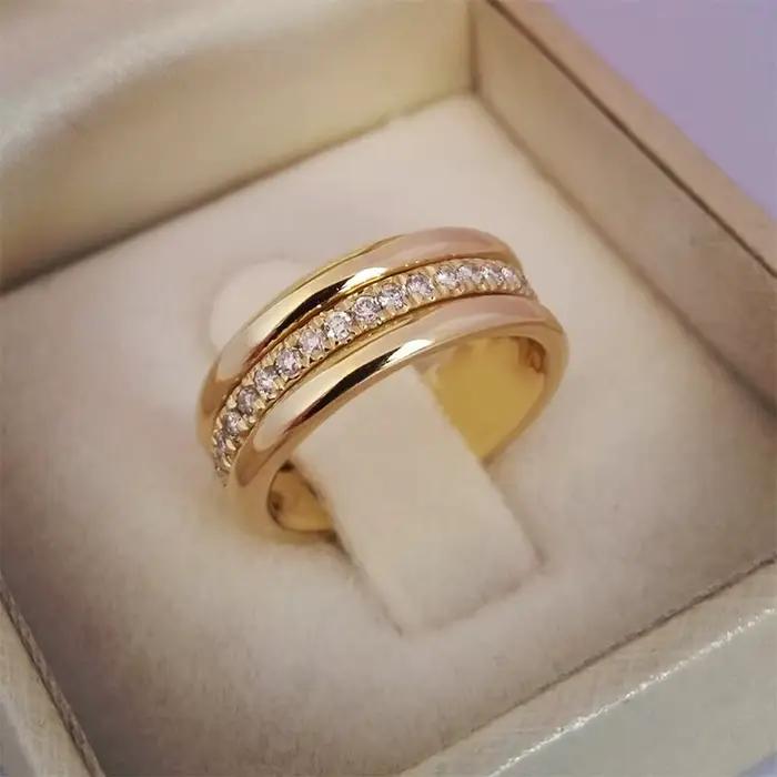 Bague de mariage micro pavée en laiton avec zirconium pour femmes, alliance de mariage classique pour occasions spéciales