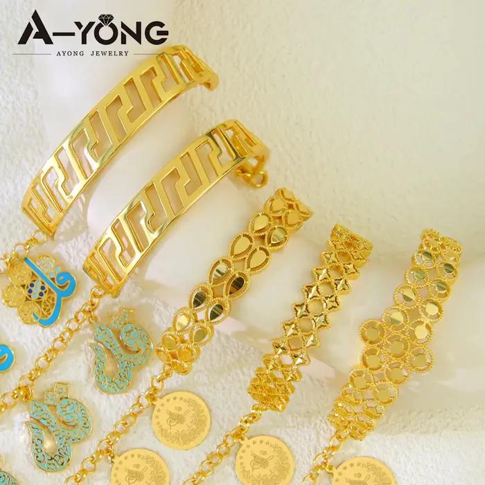 Bracelet Hip Hop Mode Arabe Plaqué Or Breloques Punk Musulmanes Bijoux Vintage Fête Femmes Marocaines Occasions Spéciales
