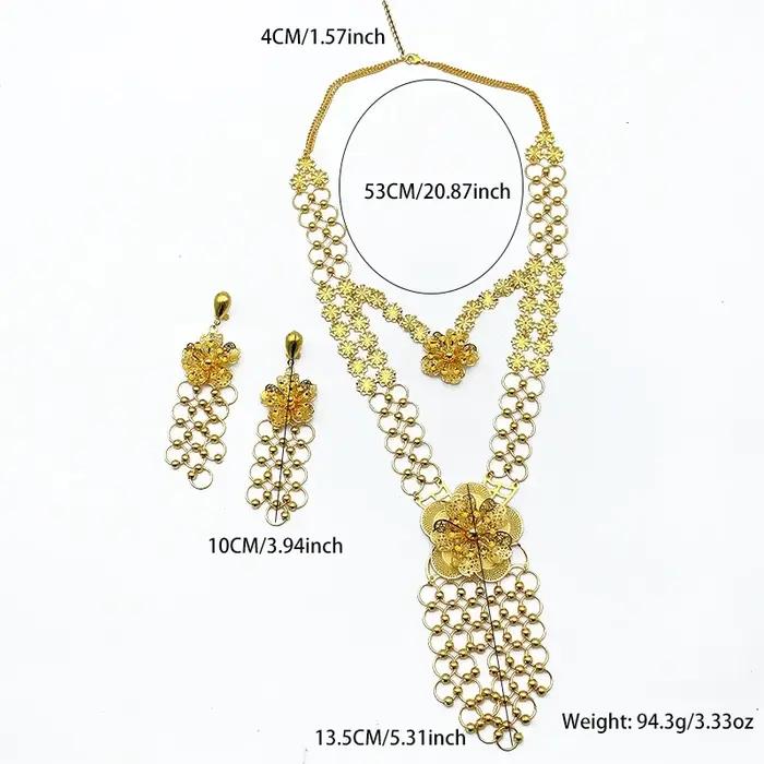Ensemble de bijoux bohèmes en or pour mariage et occasions spéciales collier long et boucles d'oreilles pour femmes