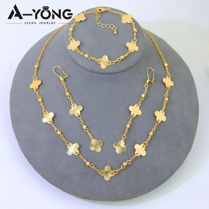 Ensemble de colliers de fleurs de perles de couleur or italien élégant, plaqué or 21 carats, dubaï,