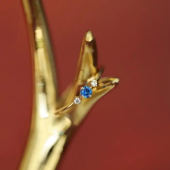 Bague en argent Sterling 925 plaqué or 14K pour femmes