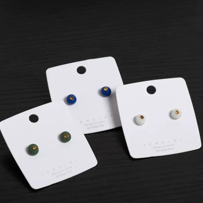 Boucles d'oreilles rondes en céramique à bords faits à la main pour femmes, bijoux minimalistes élégants, 1 paire, S00125