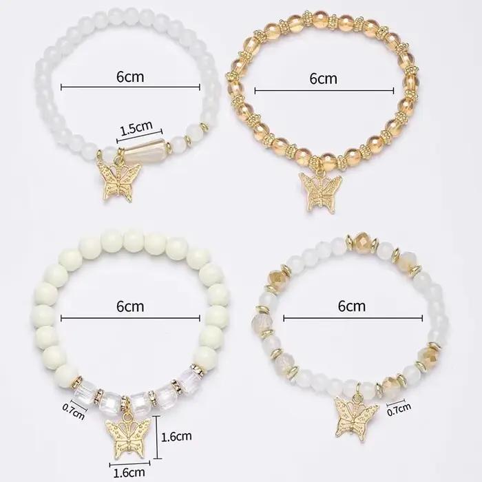 Ensemble de bracelets en perles papillon pour femmes