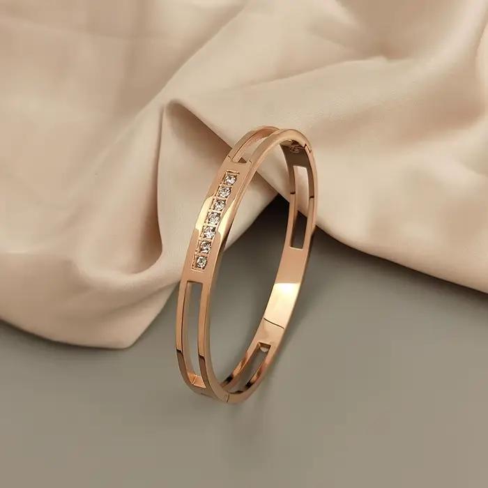 Bracelet plaqué or en acier inoxydable, design Original, simple, en zircon, cadeau pour dames, offre spéciale
