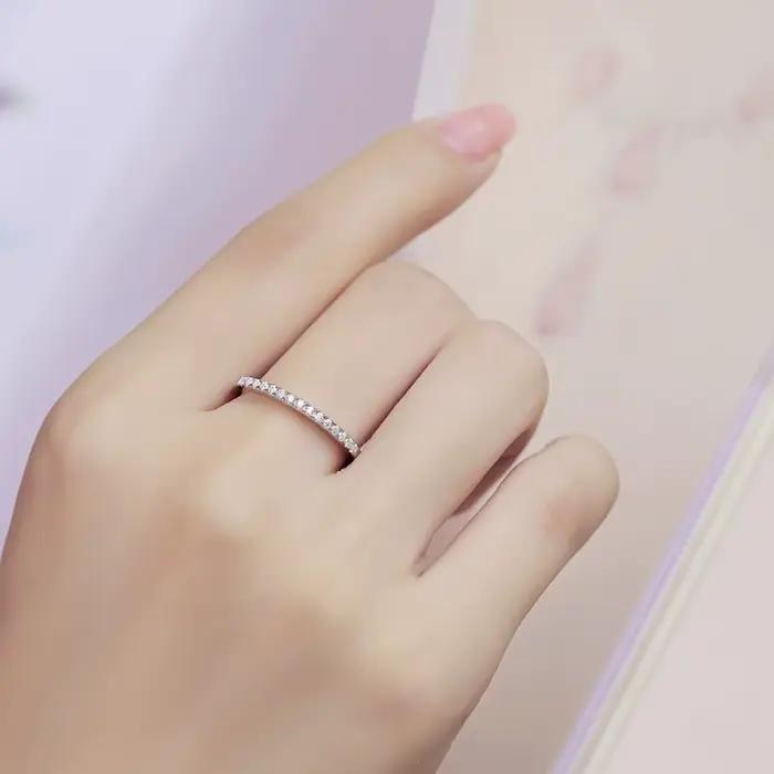Bague pour femme en argent pur S925 avec diamant moissanite