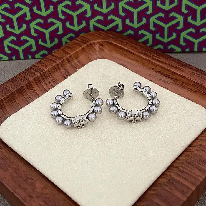 Nouvelles Boucles d'Oreilles en Forme de C, Style Rétro Français, Luxe Léger, Perles Incrustées, Élé
