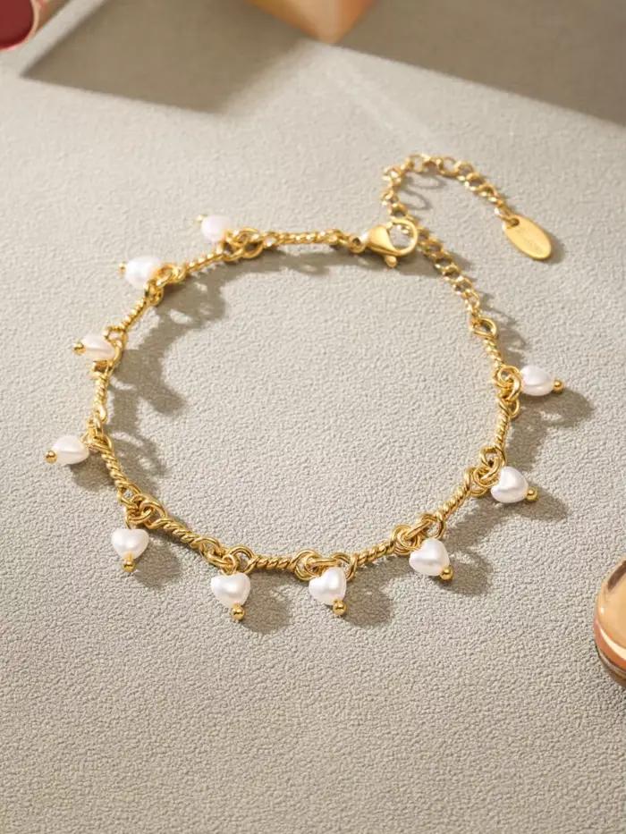 Bracelet de collier à breloques multi-cœurs plaqué or 18 carats pour femmes occasions spéciales ethnique style