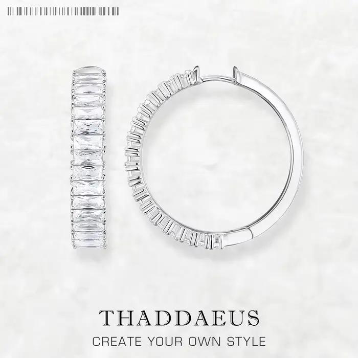 Boucles d'oreilles créoles à charnière avec pierres blanches pavées, bijoux fins de Style européen p
