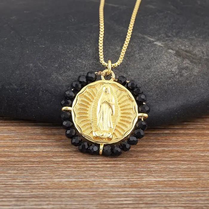 Nidin-Collier pendentif vintage pour hommes et femmes, perles pavées de portrait, nouveaux instituts ChimRound, Joaillerie, 03, fête, beaux cadeaux