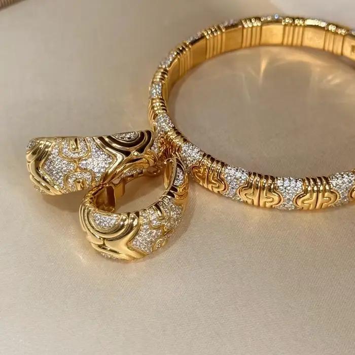 Boucles d'oreilles BELLUX Italie, style vintage classique, argent 925 plaqué or, zircon synthétique, luxe léger, bijoux fins