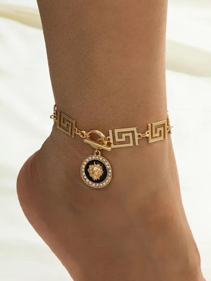 Bracelet de cheville rétro à chaîne épaisse en relief, bijoux tendance de plage à la mode, Style Sim