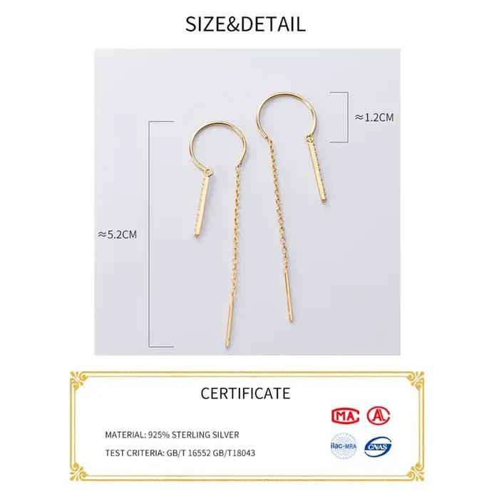 Boucles d'oreilles pendantes minimalistes en argent 925 La Monada pour femmes, design géométrique, bijoux élégants et sophistiqués, occasions spéciales