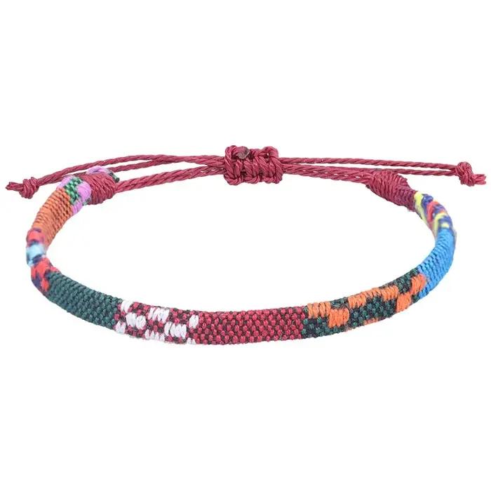 Bracelet tressé style bohème ethnique cordon en fil de tissu porte-bonheur multicolore pour femmes et hommes occassions spéciales naturel fantaisie fantaisie libertaire