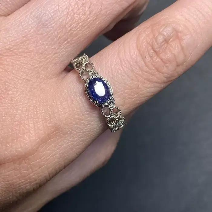 Bague en saphir naturel réglable pour femme, bijoux pour femme, cadeau, vente en gros, haute qualité, vintage, raffiné