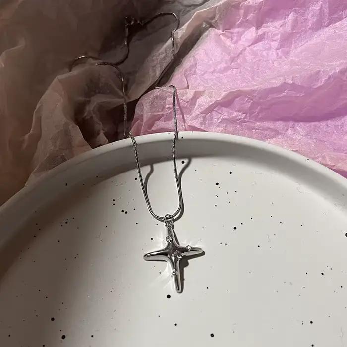 Collier pendentif étoile en argent vintage pour hommes et femmes, gothique, punk, esthétique, mode coréenne, cadeau de fête