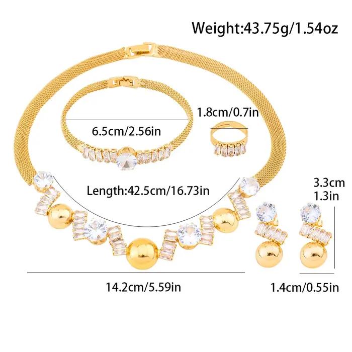 Bijoux pour femmes, collier et boucles d'oreilles en Zircon cubique brillant