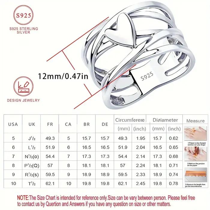 Alliance en argent sterling 925 en forme de cœur bijou de mariage pour femme style français chic bijoux de mode occasion spéciale