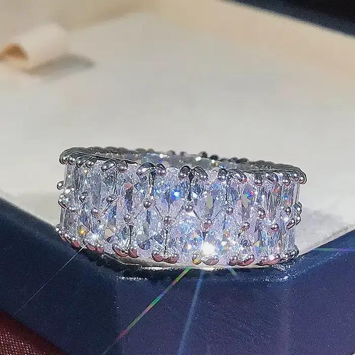 Bague élégante en argent regardé 925 pour femme, grosse goutte d'eau, matiques en pierre, promesse d'amour, cadeaux de la fête de Léon