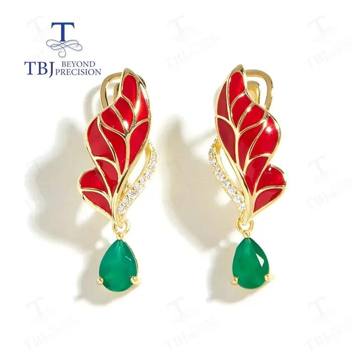 Boucles d'oreilles pendantes en argent au design magnifique pour femmes, pierres précieuses d'agate
